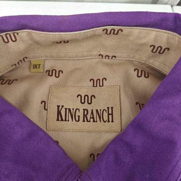 King Ranch Shirt Mens XL Tall XLT Purple Button Down Long Sleeve Western Cowboy - Picture 4 of 14